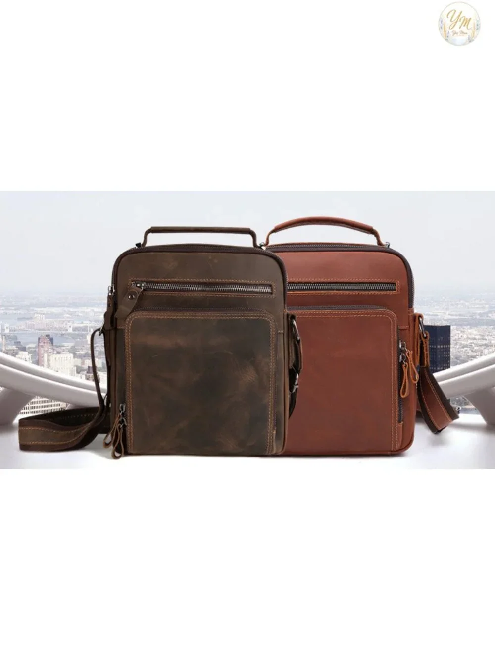 Genuine Leather Small Messenger Bag for Men Vintage Shoulder Crossbody